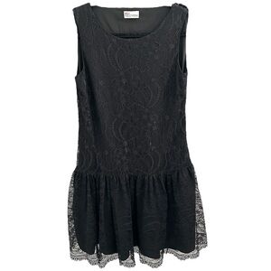 RED Valentino Black Lace Drop Waist Sleeveless Cocktail Dress Women’s Sz‎ S